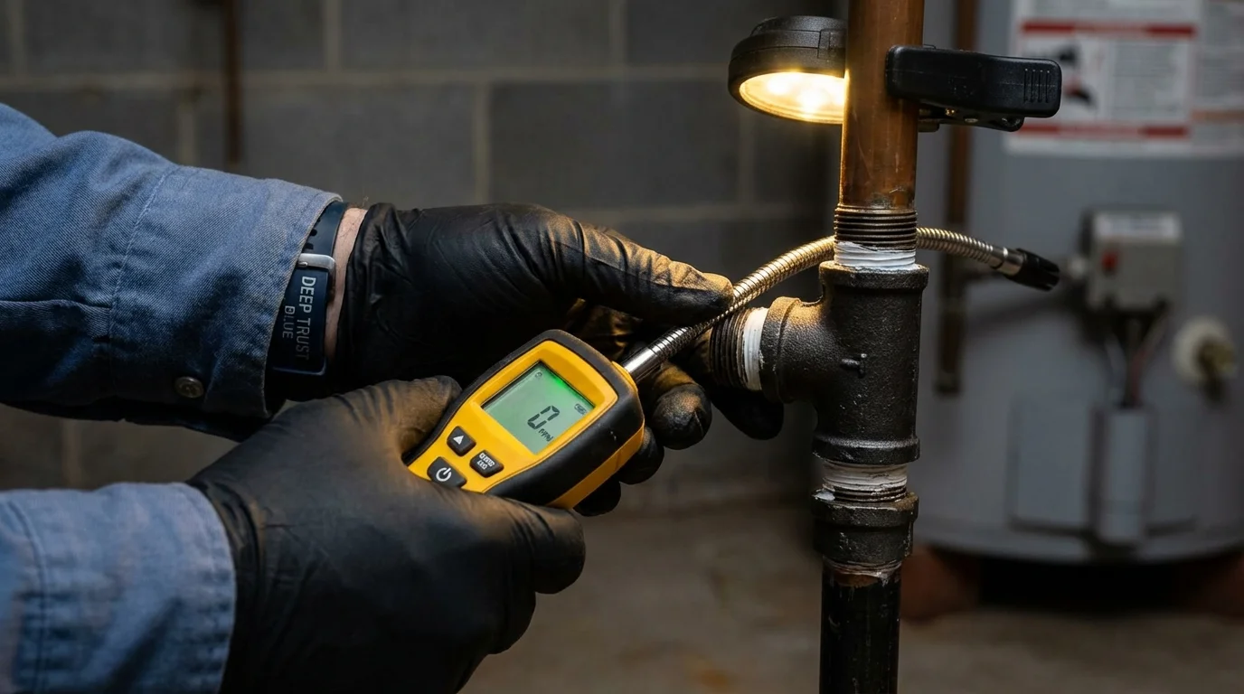 Gas leak detection with electronic sniffer by Johns Plumbing LLC in Nyssa