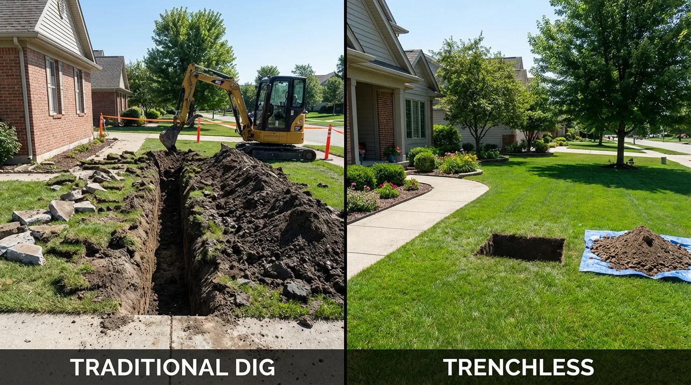 Trenchless sewer repair with minimal yard damage versus traditional excavation in Nyssa, OR